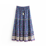Boho Maxi Skirt – “Lavender Sun” Floral Print Tassel Skirt in Purple