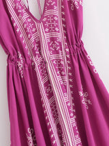 Bohemian Summer Maxi Dress – Ayla Backless Flowy Halter Dress in White, Green, Purple