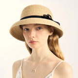 Boho Sun Beach Hat - Wide Brim Straw Hat with Bow