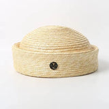 Boho Pillbox Hat - Handwoven Straw Beret Beach Hat