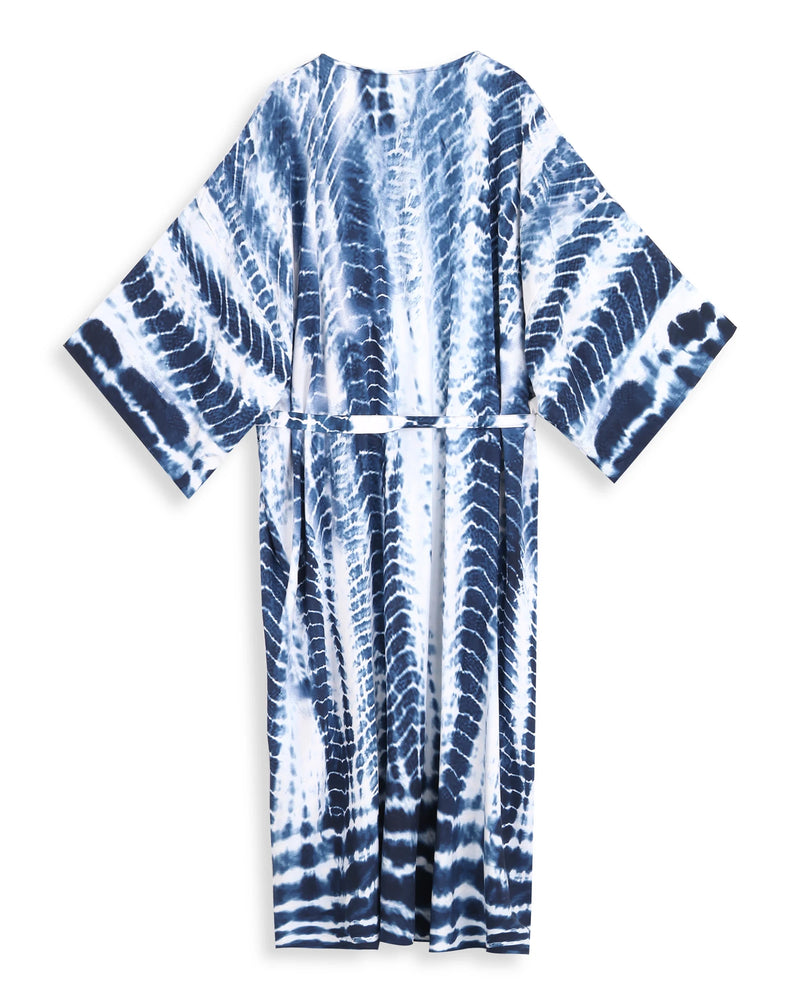 Beach Robe - Boho Robe - Summer Chic Cover-Up with Tie Dye Ausha Blue