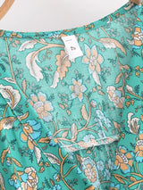 Boho Mini Dress – Green Floral Button-Down Sundress Maeve