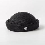 Boho Pillbox Hat - French Handwoven Straw Beret Hat