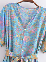 Maxi Dress - Boho Dress - Sundress - Scilla Pivoine in Pink and Blue