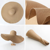 Boho Sun Beach Hat - Oversized Wide Brim Travel Straw Hat