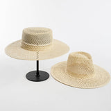 Boho Sun Beach Hat - Handwoven Hollow Wide Brim Straw Fedora Hat