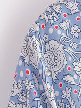 Boho Tops for Women - Bohemian Blouse - Blue Floral -Front Blouse