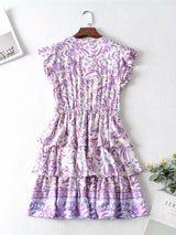 Boho Mini Dress – “Purple Lavender” Flowy Sundress for Women