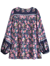 Boho Blouse – “Wild Petal” – Boho Floral Tunic Tops in Purple