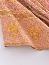 Boho Kimono Robe – “Theodosia” Pink Floral Wrap Robe for Women