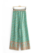 Bohemian Palazzo Pants – Meadow Mint Green Flowy Boho Hippie Pants