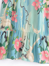 Boho Midi Dress, Sundress, Zaynab Green Lotus