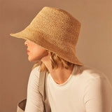 Boho Bucket Hat - Handmade Raffia Wide Brim Beach Hat