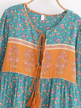 Boho Maxi Gown – “Blue Pink Sky” Loose Flowing Dress for Women