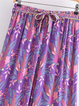 Boho Wide Leg Pants – Meadow Purple Floral Print Lounge Pants for Women