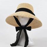 Boho Sun Beach Hat - French Lace Up Wheat Straw Hat