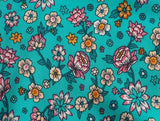 Boho Kimono Cover-Up – “Ocean Temple” Floral Print Maxi Robe in Turquoise Blue & Pink