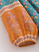 Boho Maxi Gown – “Blue Pink Sky” Loose Flowing Dress for Women