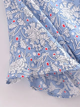 Boho Tops for Women - Bohemian Blouse - Blue Floral -Front Blouse