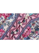 Boho Summer Dress – “Rosevine Dream” Button Front Maxi Sundress in Green & Pink