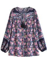 Boho Blouse – “Wild Petal” – Boho Floral Tunic Tops in Purple