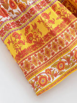 Boho Maxi Skirt – “Honey Flower” Hippie Floral Long Skirt in Orange & Yellow for Women