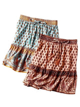 Boho Mini Skirt – “Tangerine Coast” Floral Print Beach Skirt in Teal & Rust Orange