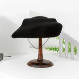 Boho Pillbox Hat - Vintage Wool Felt Boat Hat