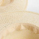 Boho Sun Beach Hat - Handwoven Hollow Wide Brim Straw Fedora Hat