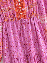 Boho Maxi Gown – “Vacation in Saffron” Flowy Dress for Women