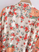 Boho Robe, Kimono Robe,  Beach Cover up, Pink and Yellow Flower