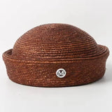 Boho Pillbox Hat - Natural Wheat Straw Beret Hat