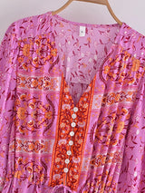 Maxi Dress - Boho Dress - Maxi Boho Sundress - Addison in Pink and Green