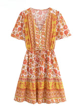Boho Mini Dress – "Apricot Yellow” Flowy Sundress for Women