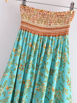 Boho Maxi Skirt – “Aqua Bloom” 2-Way Floral Skirt & Dress in Teal and Terracotta