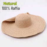 Boho Sun Beach Hat - Crochet Raffia Wide Brim Hat