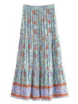 Boho Maxi Skirt – “Wild Bloom” Floral Gypsy Skirt in Navy,Purple & Turquoise