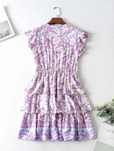 Boho Mini Dress – “Purple Lavender” Flowy Sundress for Women