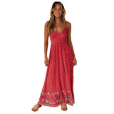 Bohemian Maxi Dress – Elara Floral Summer Dress for Women (Red, Beige, Black)