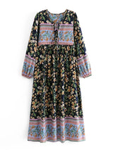 Boho Maxi Gown – “Wild Orchid” Loose Flowing Dress in Black