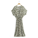 Boho Maxi Dress – “Oroslavje Wild Flora” Floral Summer Dress in Blush Pink and Mustard