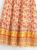Boho Maxi Skirt – “Honey Flower” Hippie Floral Long Skirt in Orange & Yellow for Women