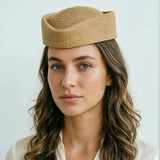 Boho Pillbox Hat - Summer Straw Fascinator Beret Hat