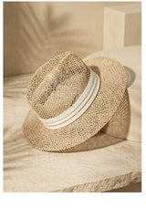 Boho Sun Beach Hat - Handwoven Seagrass Panama Hat