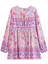 Boho Mini Dress – “Blue Bloom” Flowy Floral Tunic Sundress for Women