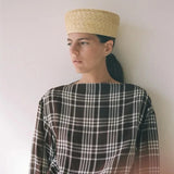Boho Pillbox Hat - French Handwoven Straw Beret Hat