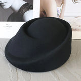 Boho Pillbox Hat - Vintage Wool Felt Boat Hat