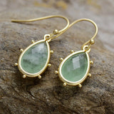 Boho Earrings - Dangle Fluorite Huggie Earrings