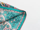 Boho Kimono Cover-Up – “Ocean Temple” Floral Print Maxi Robe in Turquoise Blue & Pink