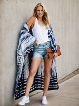 Beach Robe - Boho Robe - Summer Chic Cover-Up with Tie Dye Ausha Blue